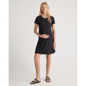 Quince Black Short Sleeve Dress